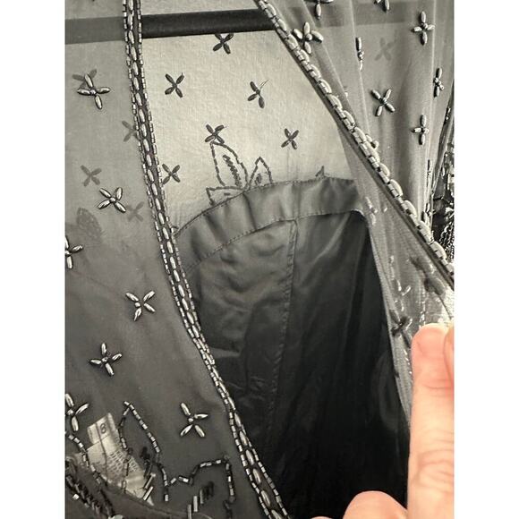 Vintage Black Tie Oleg Cassini black beaded classic timeless cocktail dress sz 8 - Picture 15 of 16